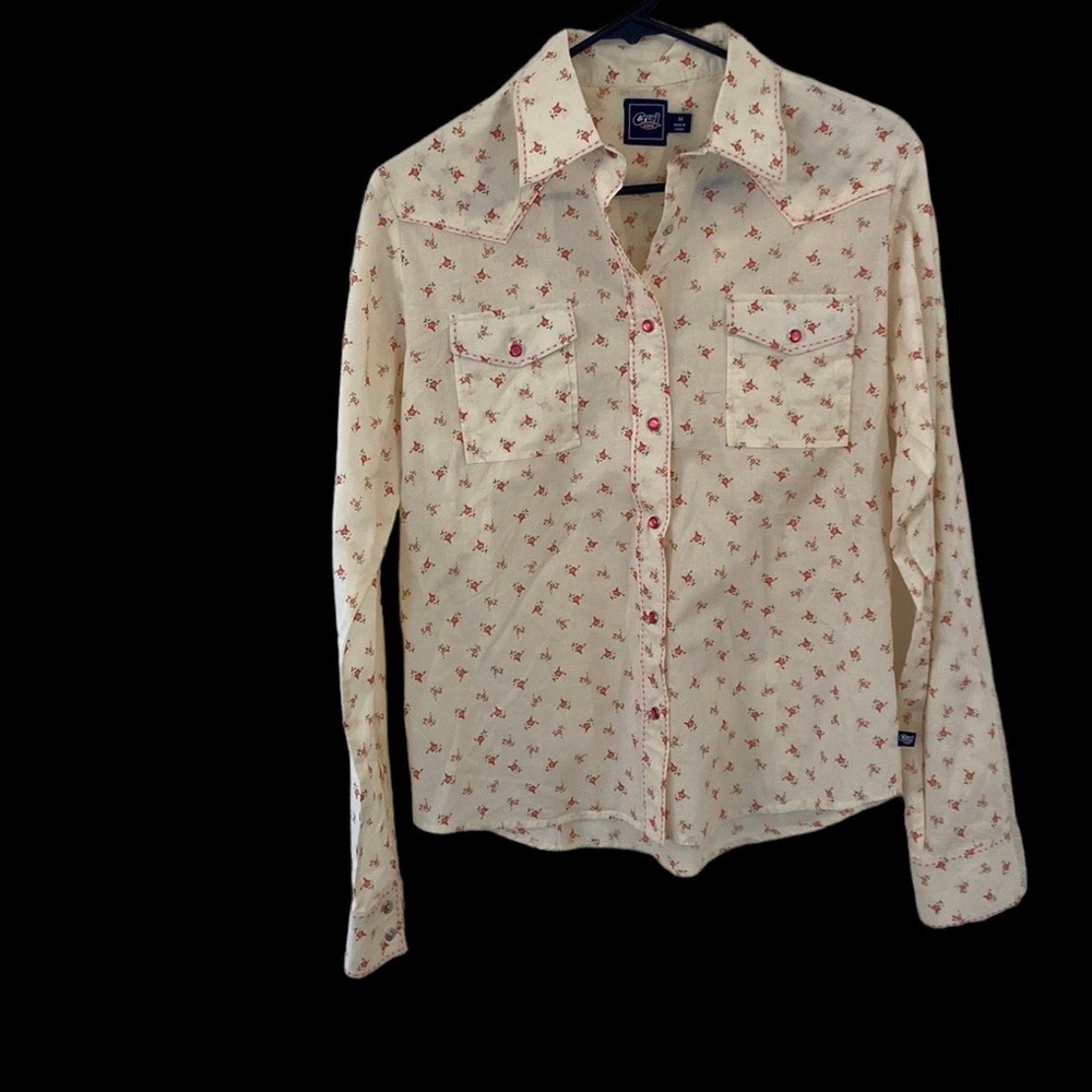 Cruel Girl cowgirl long shirt size M tiny flowers.